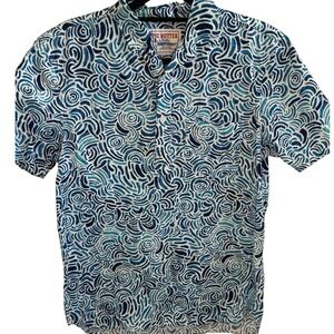 The Nutter by Chubbies Blue Swirl Print Short Sleeve Shirt Men's Size Medium
